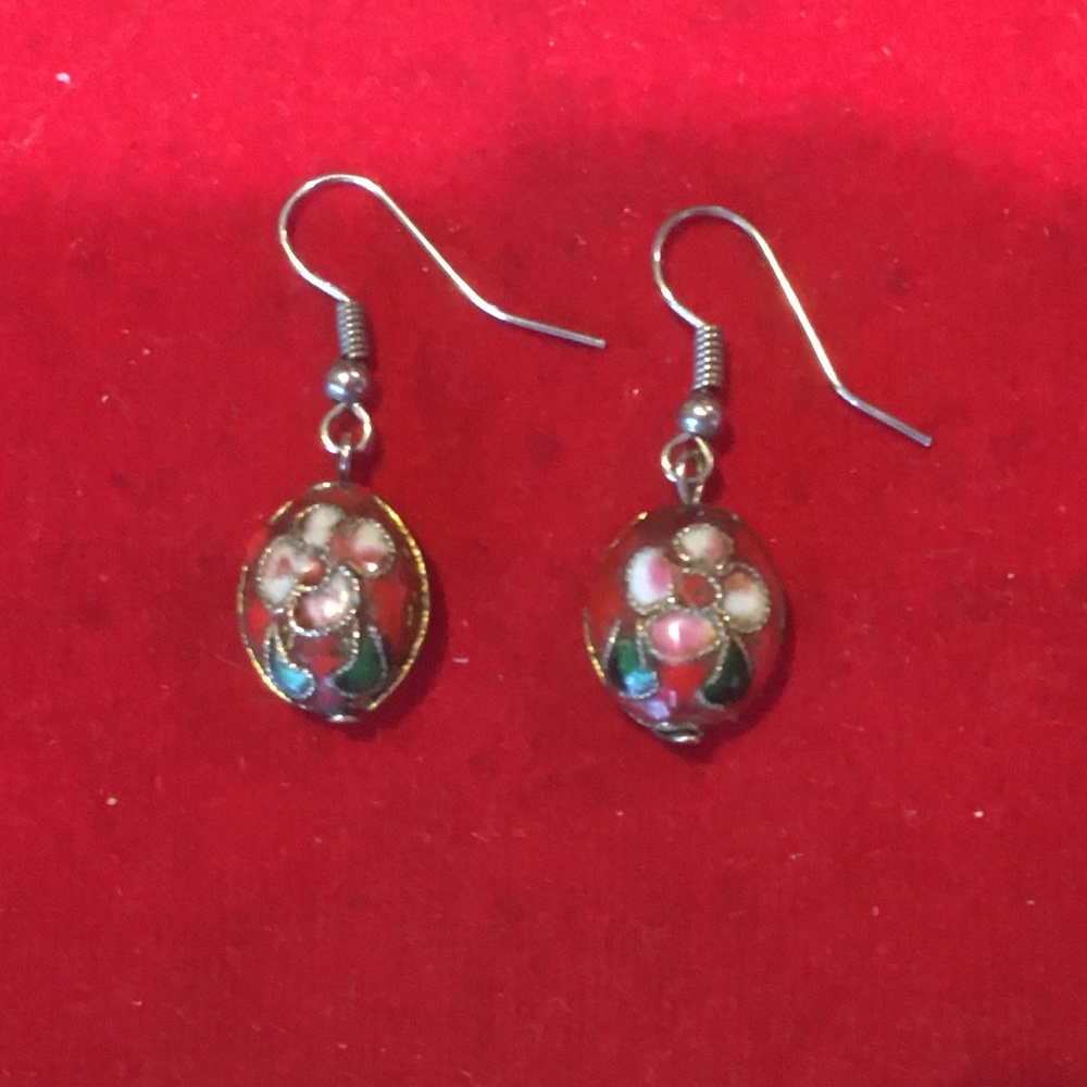 Chinese cloisonné earrings